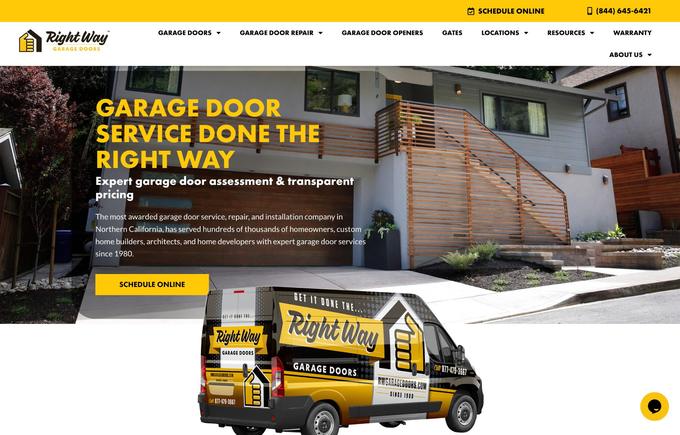 Right Way Garage Doors website homepage